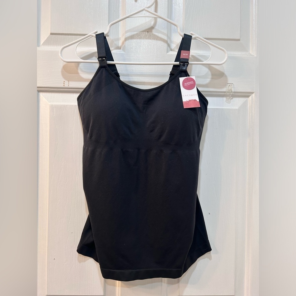 Cacique Black Nursing Cami Sz 18/20 Stretch Comfort Support Breastfeeding Casual